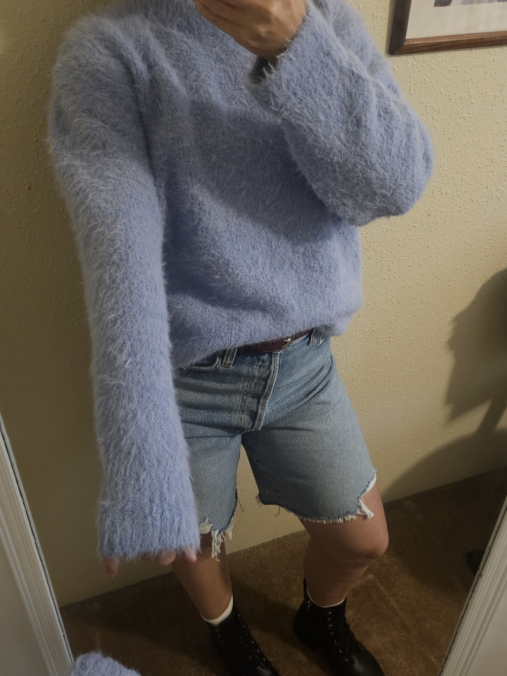 Cozy Light Blue Fuzzy Knit Women's Sweater